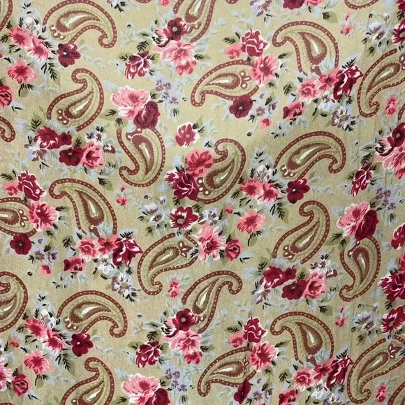 Jassa Wonens Dress 14 Gold Maroon 3/4 Sleeves Boho Floral Paisley Button Up EUC - Picture 9 of 14